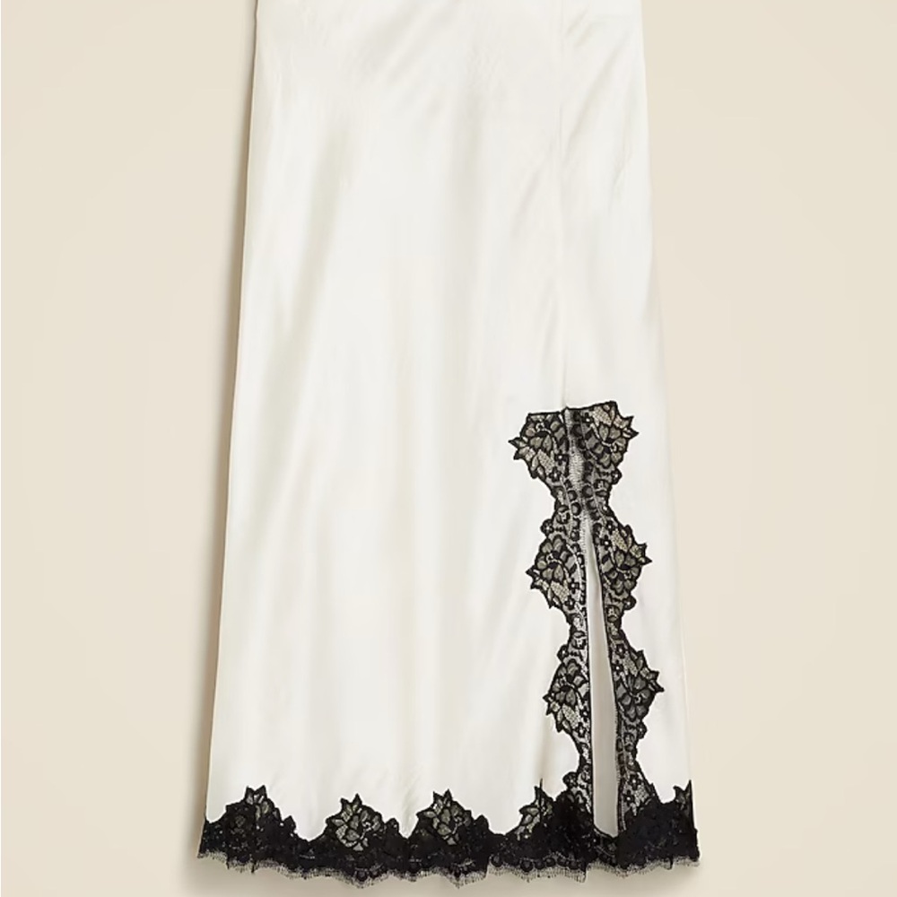 J. Crew Gwyneth lace-trim slip skirt in textured satin